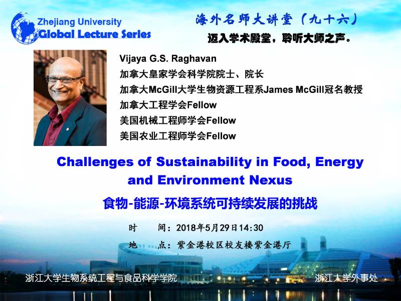 海外名师大讲堂（95）——Challenges of Sustainability in Food, Energy and Environment Nexus
